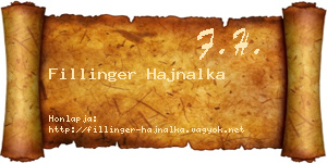 Fillinger Hajnalka névjegykártya